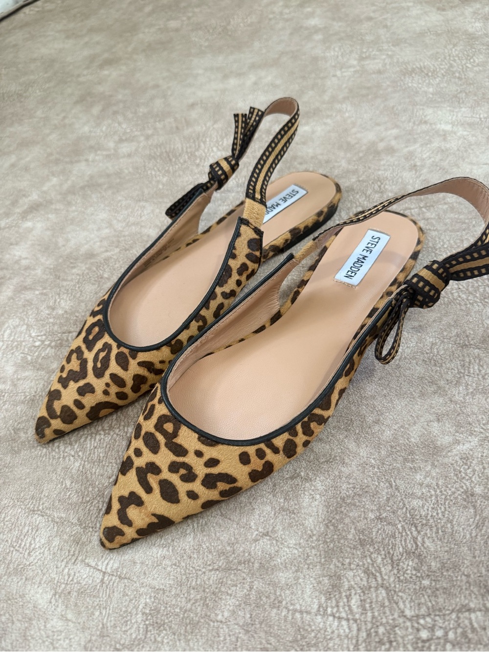 Steve Madden Leopard Print Pointed Slingback Flats